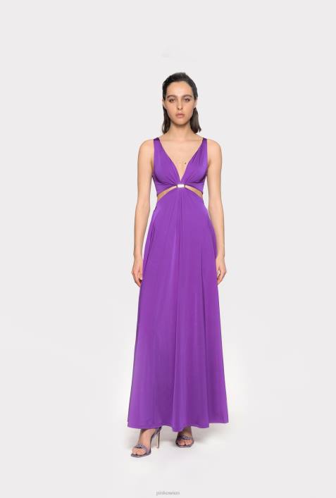 lange Kleider | Pinko Stolz lila Langes Kleid mit MetalldetailZ4ZP33