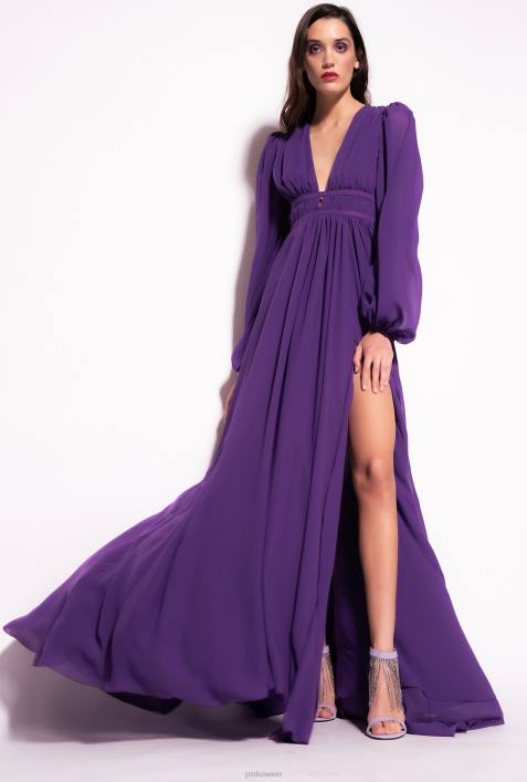 lange Kleider | Pinko Viola lila langes, elegantes ChiffonkleidZ4ZP183