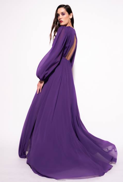 lange Kleider | Pinko Viola lila langes, elegantes ChiffonkleidZ4ZP183