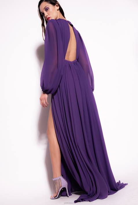 lange Kleider | Pinko Viola lila langes, elegantes ChiffonkleidZ4ZP183