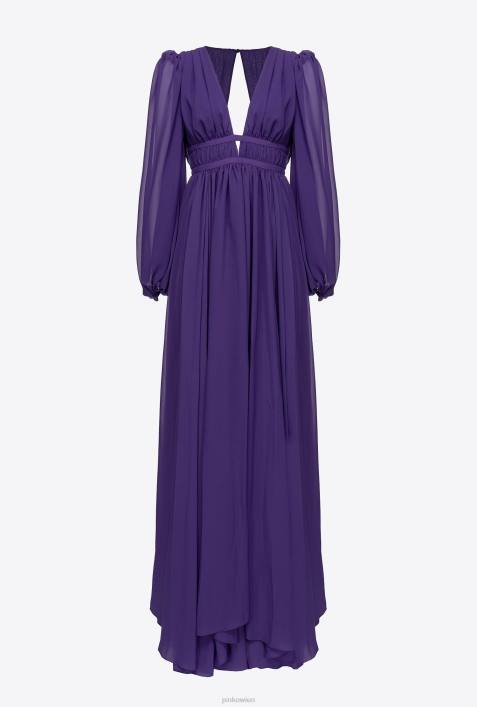 lange Kleider | Pinko Viola lila langes, elegantes ChiffonkleidZ4ZP183