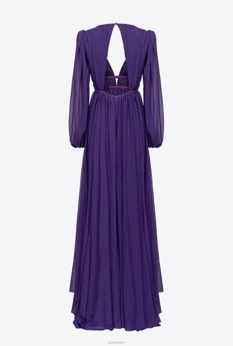 lange Kleider | Pinko Viola lila langes, elegantes ChiffonkleidZ4ZP183