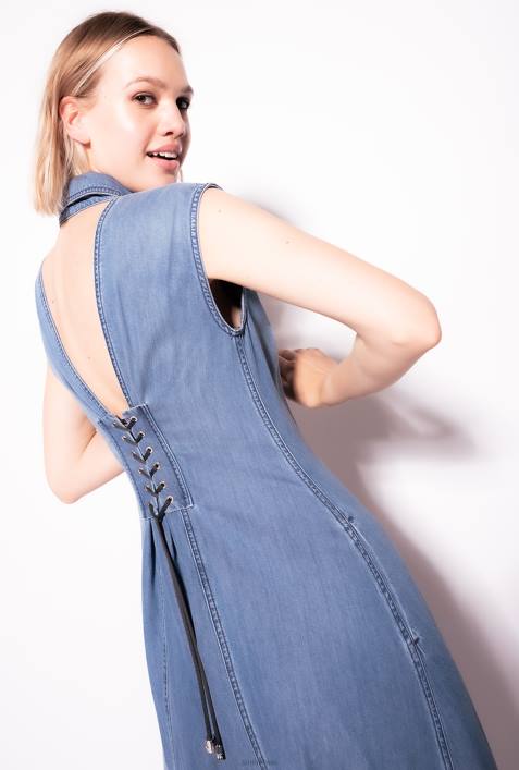 lange Kleider | Pinko dunkle mittlere Waschung Langes, fließendes JeanskleidZ4ZP54