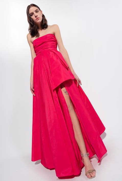 lange Kleider | Pinko himbeerrosa langes TaftkleidZ4ZP133