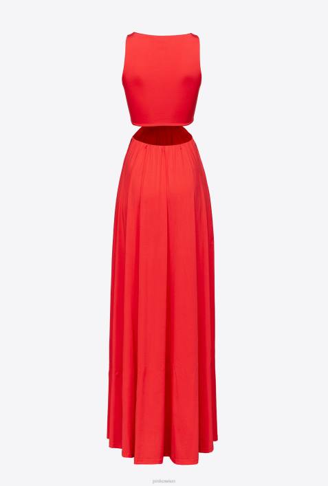 lange Kleider | Pinko mohnrot Langes Kleid mit MetalldetailZ4ZP34