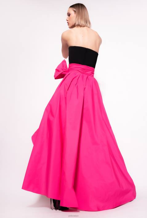 lange Kleider | Pinko schwarz/fuchsia zweiteiliges Kleid mit PlaysuitZ4ZP135