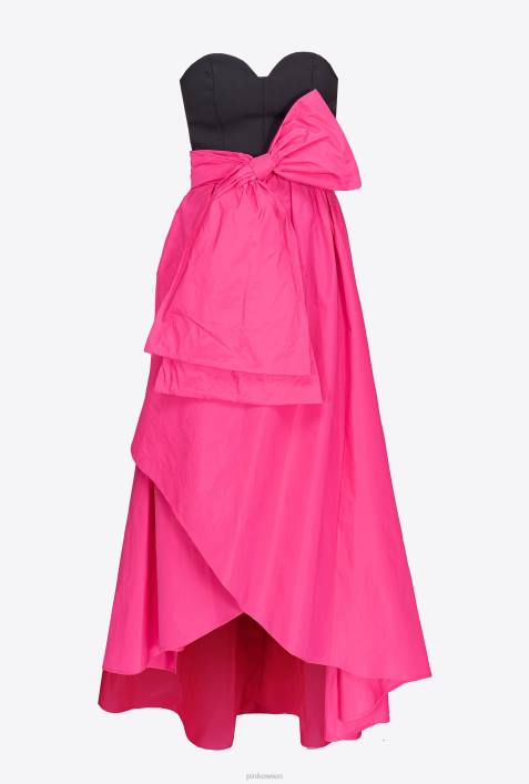 lange Kleider | Pinko schwarz/fuchsia zweiteiliges Kleid mit PlaysuitZ4ZP135