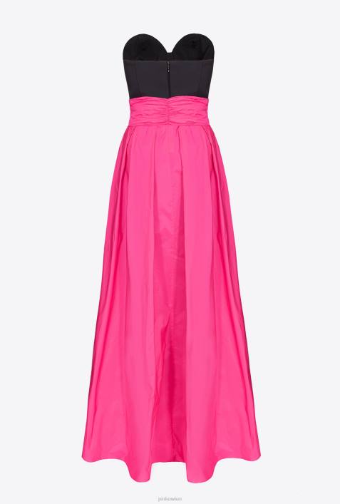lange Kleider | Pinko schwarz/fuchsia zweiteiliges Kleid mit PlaysuitZ4ZP135