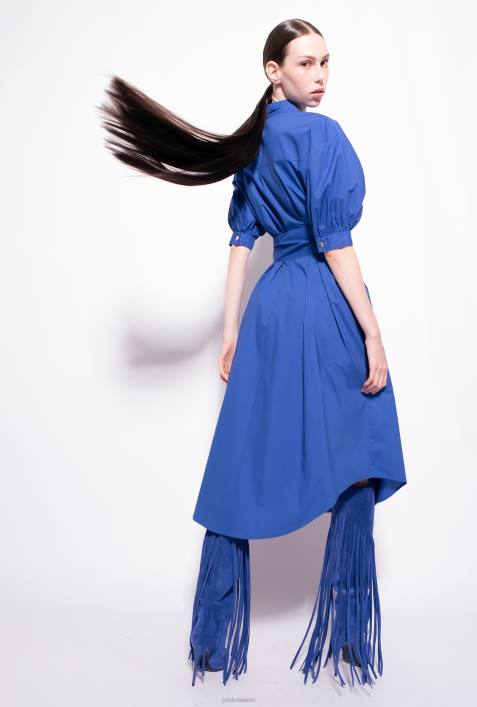 mittellange Kleider | Pinko Blau Hemdblusenkleid aus Baumwollpopeline mit SchärpeZ4ZP40