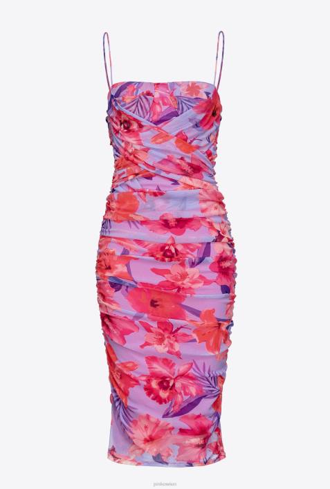 mittellange Kleider | Pinko Flieder/Hellrosa/Fuchsia Wadenlanges Kleid mit BlumendruckZ4ZP95