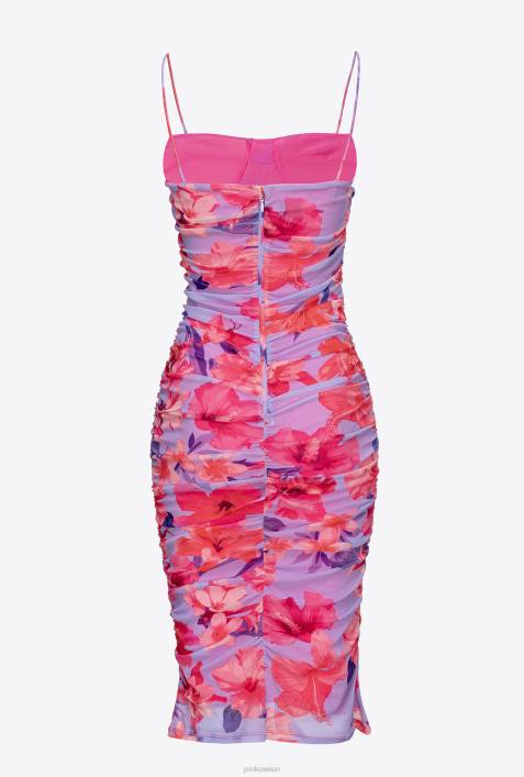 mittellange Kleider | Pinko Flieder/Hellrosa/Fuchsia Wadenlanges Kleid mit BlumendruckZ4ZP95