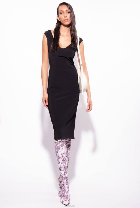 mittellange Kleider | Pinko Limousine schwarz Midikleid aus technischem StoffZ4ZP76