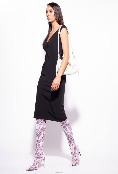 mittellange Kleider | Pinko Limousine schwarz Midikleid aus technischem StoffZ4ZP76
