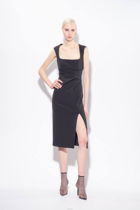 mittellange Kleider | Pinko Limousine schwarz Midikleid mit SchlitzZ4ZP79