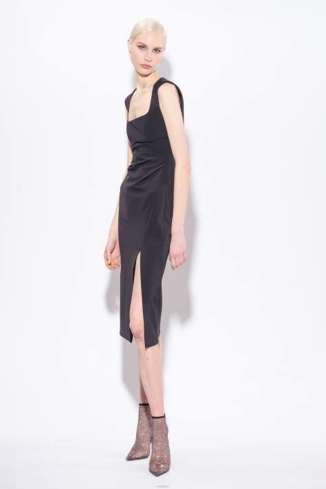 mittellange Kleider | Pinko Limousine schwarz Midikleid mit SchlitzZ4ZP79
