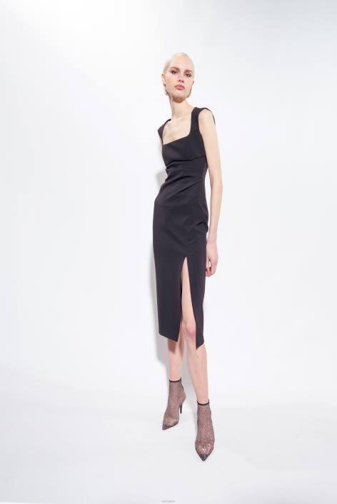 mittellange Kleider | Pinko Limousine schwarz Midikleid mit SchlitzZ4ZP79