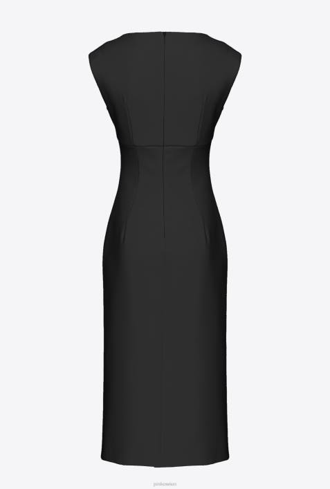 mittellange Kleider | Pinko Limousine schwarz Midikleid mit SchlitzZ4ZP79