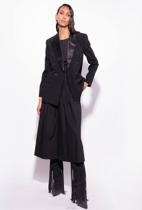 mittellange Kleider | Pinko Limousine schwarz Popelinekleid mit offenem RückenZ4ZP158