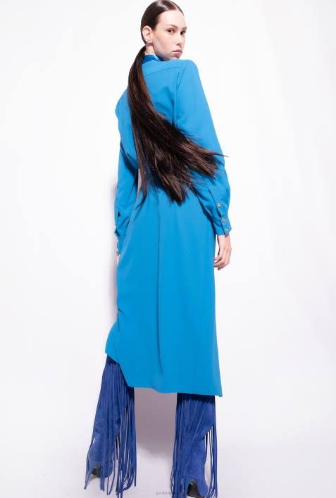 mittellange Kleider | Pinko Regisseur blau Fließendes Wickelkleid aus KreppZ4ZP89