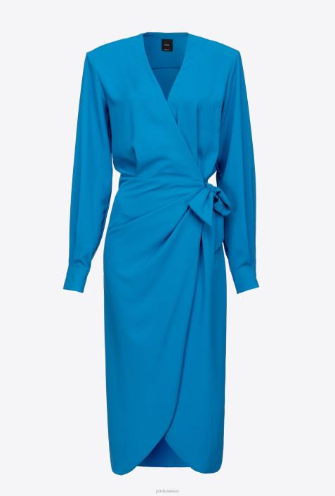 mittellange Kleider | Pinko Regisseur blau Fließendes Wickelkleid aus KreppZ4ZP89