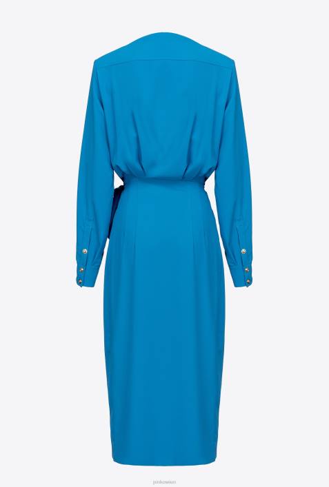 mittellange Kleider | Pinko Regisseur blau Fließendes Wickelkleid aus KreppZ4ZP89