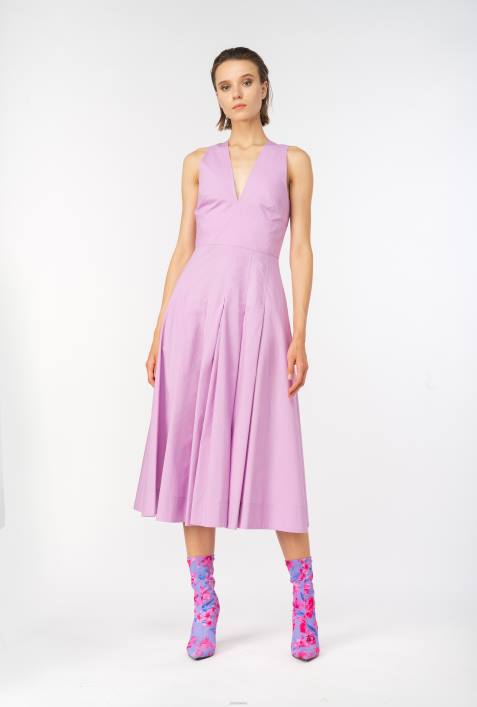 mittellange Kleider | Pinko dunkler Safran Kleid aus plissierter PopelineZ4ZP45
