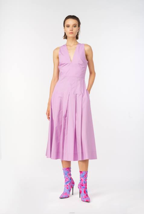 mittellange Kleider | Pinko dunkler Safran Kleid aus plissierter PopelineZ4ZP45