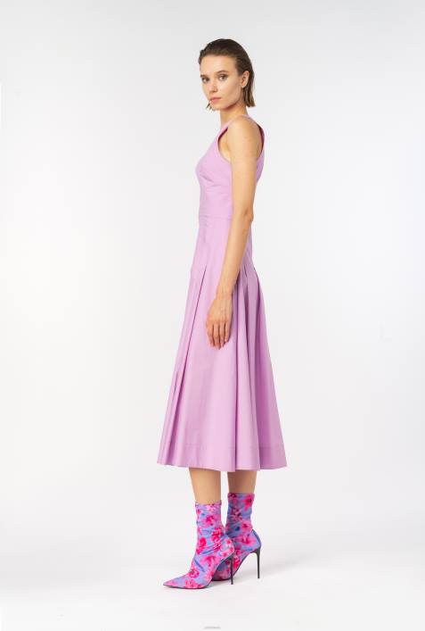 mittellange Kleider | Pinko dunkler Safran Kleid aus plissierter PopelineZ4ZP45