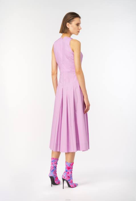 mittellange Kleider | Pinko dunkler Safran Kleid aus plissierter PopelineZ4ZP45