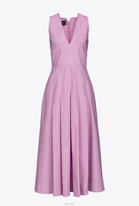 mittellange Kleider | Pinko dunkler Safran Kleid aus plissierter PopelineZ4ZP45