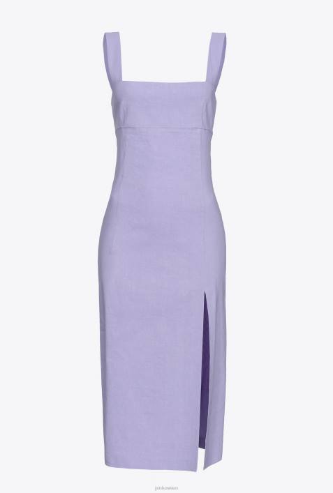 mittellange Kleider | Pinko helle Orchidee Wadenlanges Kleid aus Stretch-LeinenZ4ZP122