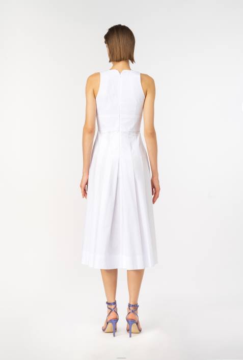 mittellange Kleider | Pinko helles Weiss Kleid aus plissierter PopelineZ4ZP46