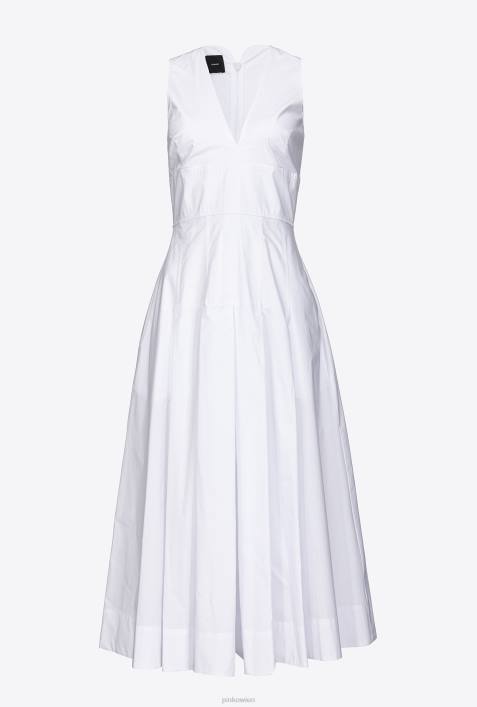 mittellange Kleider | Pinko helles Weiss Kleid aus plissierter PopelineZ4ZP46