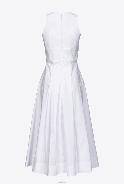 mittellange Kleider | Pinko helles Weiss Kleid aus plissierter PopelineZ4ZP46