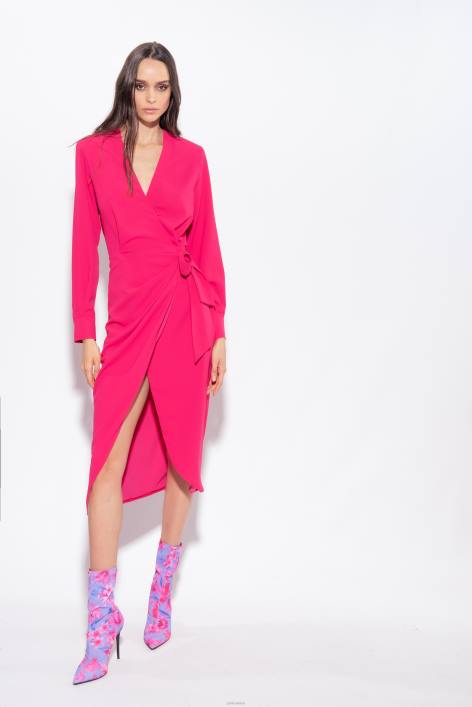 mittellange Kleider | Pinko himbeerrot Fließendes Wickelkleid aus KreppZ4ZP88