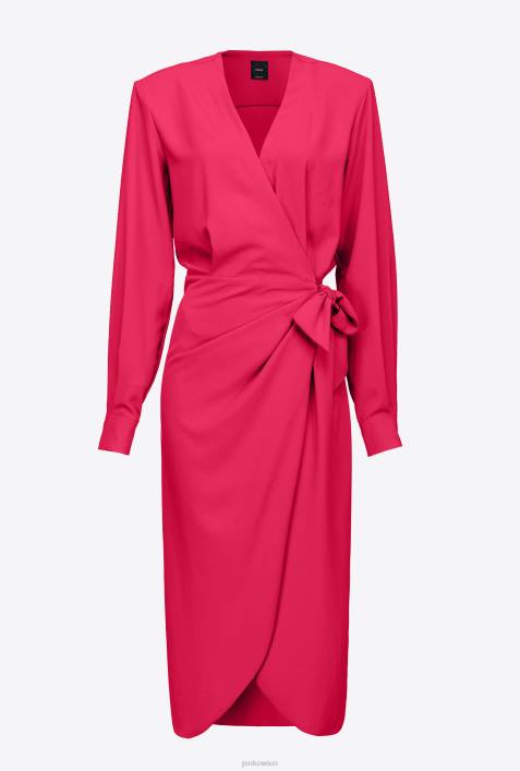 mittellange Kleider | Pinko himbeerrot Fließendes Wickelkleid aus KreppZ4ZP88
