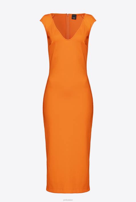 mittellange Kleider | Pinko leuchtend orange Midikleid aus technischem StoffZ4ZP75