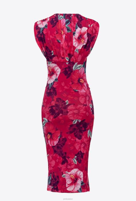 mittellange Kleider | Pinko multi. Fuchsia/Rosa Wadenlanges Kleid mit Hibiskus-PrintZ4ZP138