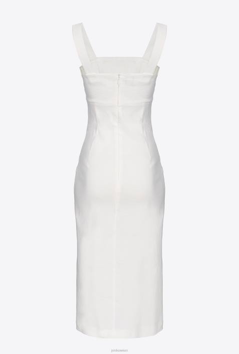 mittellange Kleider | Pinko wolkenweiß Wadenlanges Kleid aus Stretch-LeinenZ4ZP121
