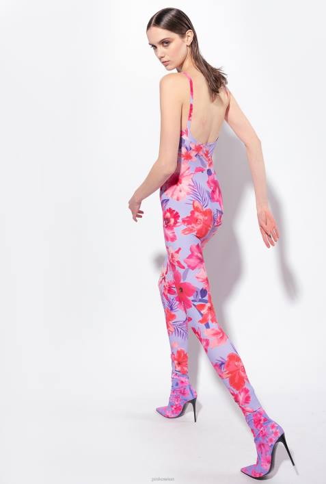 Overalls und Latzhosen | Pinko Flieder/Hellrosa/Fuchsia Taillierter Overall mit tropischem BlumenprintZ4ZP90