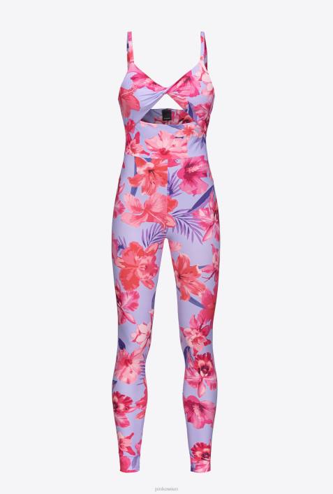 Overalls und Latzhosen | Pinko Flieder/Hellrosa/Fuchsia Taillierter Overall mit tropischem BlumenprintZ4ZP90