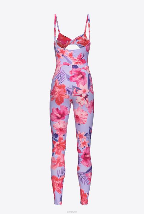 Overalls und Latzhosen | Pinko Flieder/Hellrosa/Fuchsia Taillierter Overall mit tropischem BlumenprintZ4ZP90