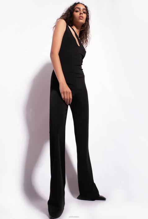 Overalls und Latzhosen | Pinko Limousine schwarz Einschultriger Overall aus technischem StoffZ4ZP26
