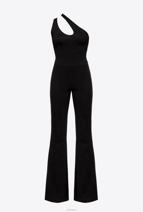 Overalls und Latzhosen | Pinko Limousine schwarz Einschultriger Overall aus technischem StoffZ4ZP26