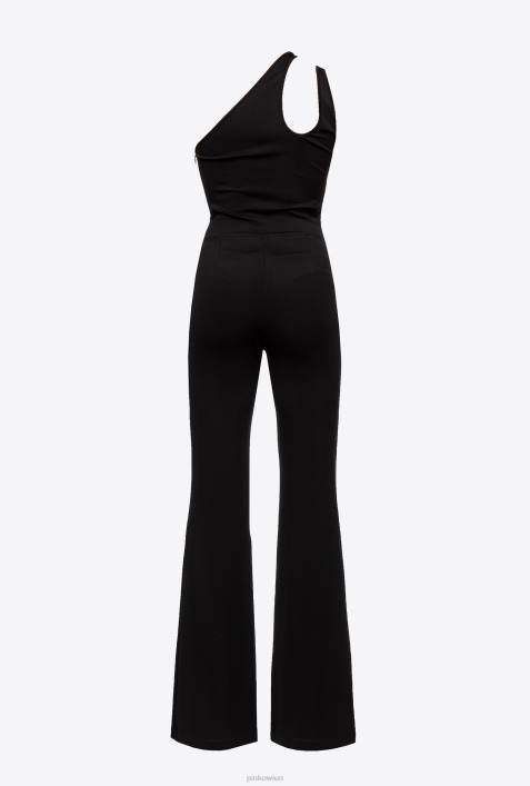 Overalls und Latzhosen | Pinko Limousine schwarz Einschultriger Overall aus technischem StoffZ4ZP26