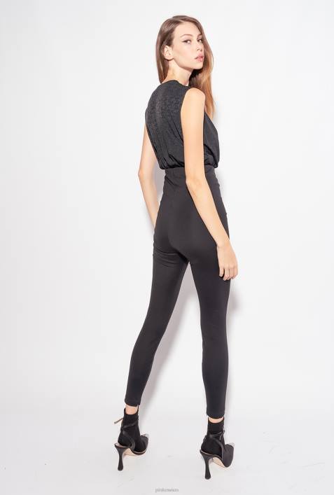 Overalls und Latzhosen | Pinko Limousine schwarz Ines 12 Body aus Crêpe de Chine mit Jacquard-LogoZ4ZP310