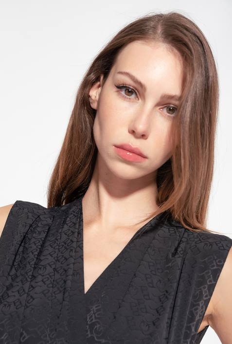 Overalls und Latzhosen | Pinko Limousine schwarz Ines 12 Body aus Crêpe de Chine mit Jacquard-LogoZ4ZP310