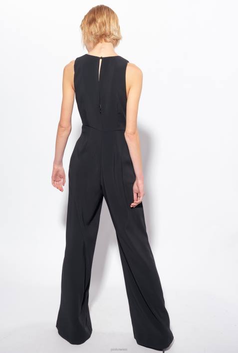 Overalls und Latzhosen | Pinko Limousine schwarz Overall mit BlumenbroscheZ4ZP108