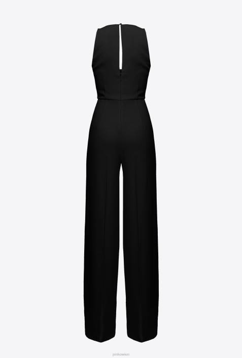 Overalls und Latzhosen | Pinko Limousine schwarz Overall mit BlumenbroscheZ4ZP108