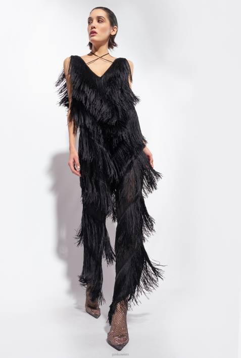 Overalls und Latzhosen | Pinko Limousine schwarz Overall mit FransenZ4ZP159